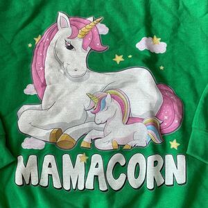 Mamacorn Unicorn Crewneck Sweatshirt Green Small